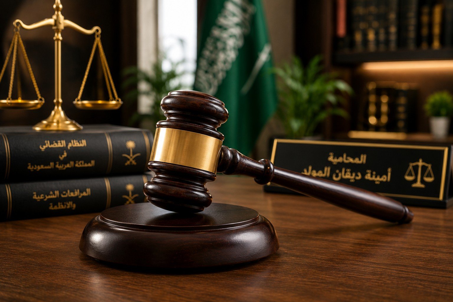 مطرقة محاماة وميزان عدالة